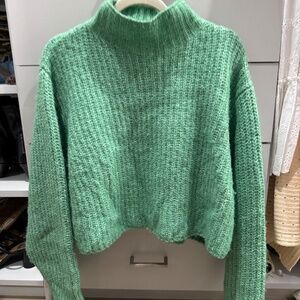 Mango Green Mockneck Sweater